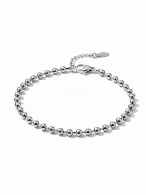 Stainless Steel Silver Ball Bead Bracelet - Women Jewelry